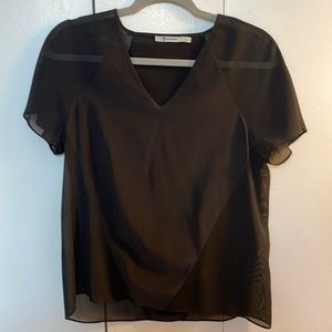 T by Alexander Wang silk and sheer black shirt size xs!